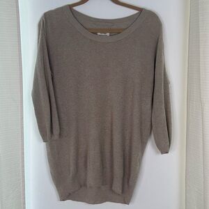 Aritzia Wilfred Silk Cashmere Cotton Tan Oversized Crew Neck Sweater Small Chic